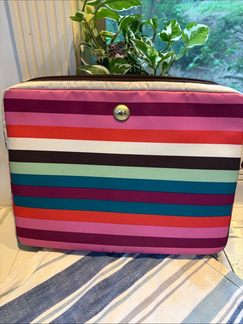Striped Coach Laptop Portfolio